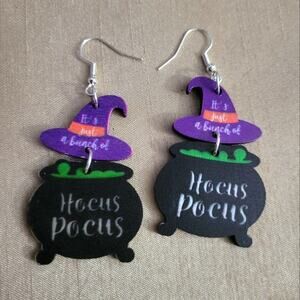 Hocus Pocus witch cauldron halloween earrings